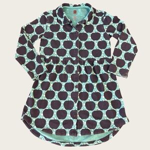 Tea Collection Long Sleeve Shirt Dress - Navy Apples